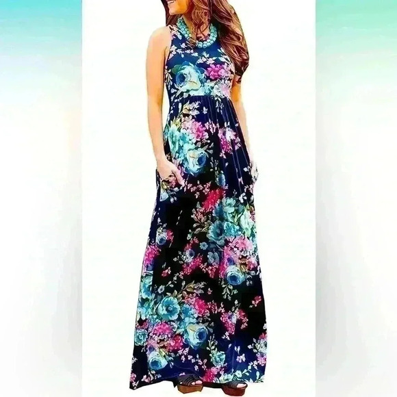 Dresses & Skirts - Casual Sleeveless Boho Floral Print Beach Party Long Maxi Dress